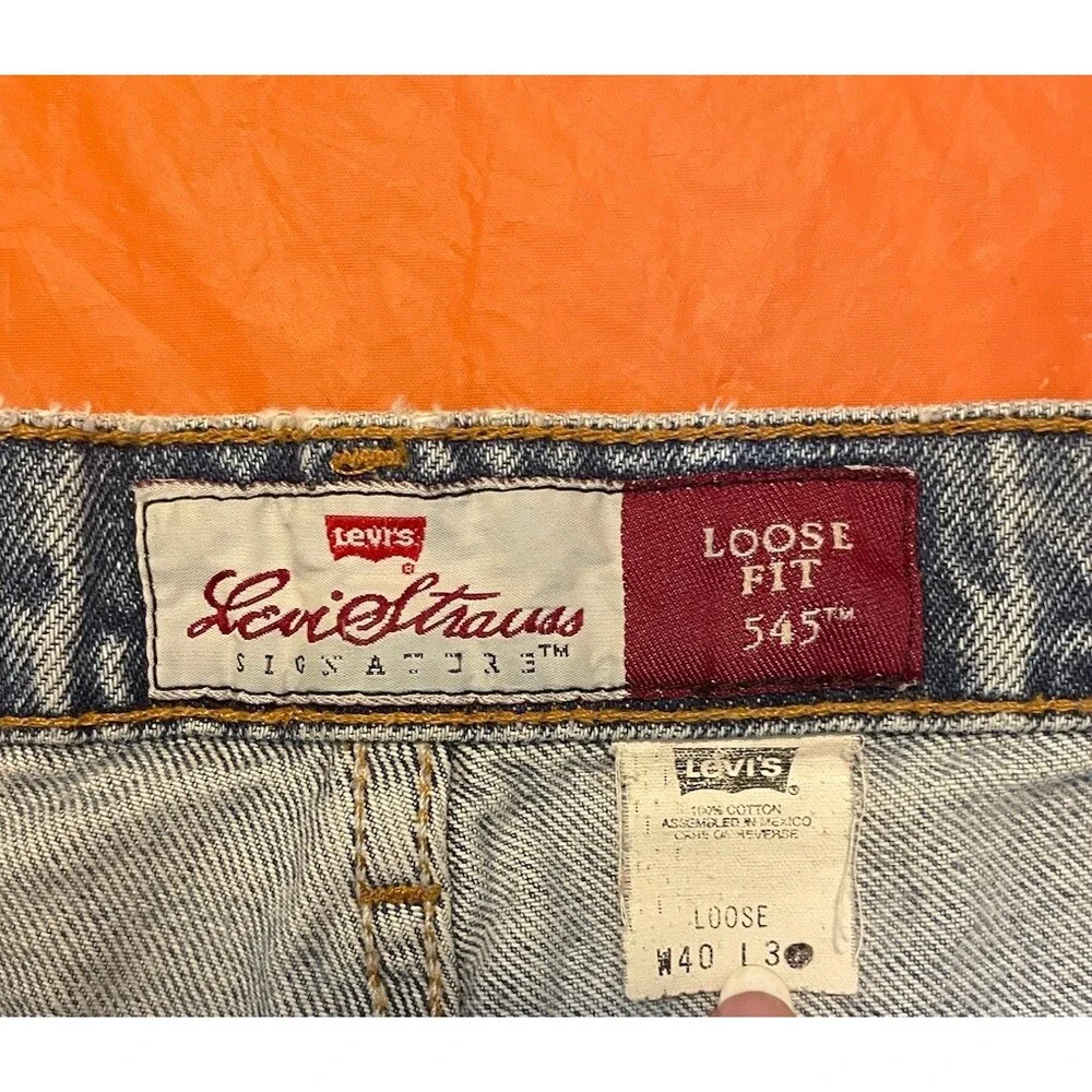 Vtg Levi's 545 Jeans Men 40x30 Blue Loose Fit Distressed Stained Grunge Cowboy‎